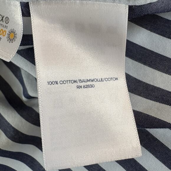 Lands’ End Women’s Blue Stripe No Iron Button Down Shirt 100% Cotton Size 20W - Picture 10 of 11